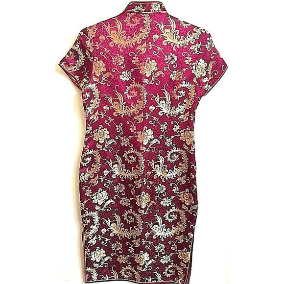 Asian Chinese Dress. Purple Metallic Gold New - Picture 3 of 6